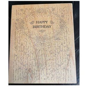 Happy Birthday Wooden Stamp Extra Large
